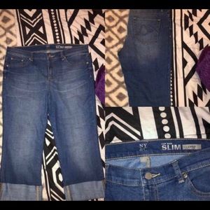 blue jean low rise slim crop capris
